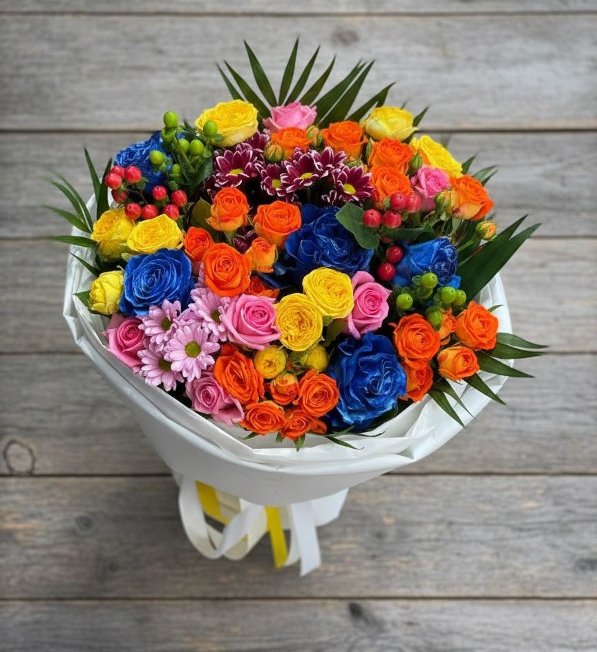 Букет цветов из: Розы и Хризантемы в Теплой Горе