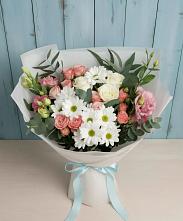 Букет цветов из:  Розы, Лизиантусы и Хризантемы #REPLACE_PRED# Теплой Горе