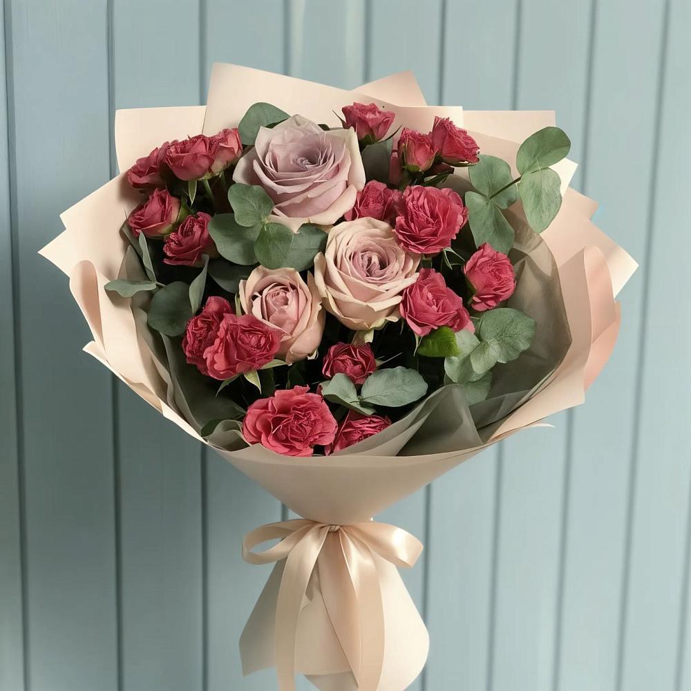 Букет цветов из: Гвоздики и Розы в Теплой Горе
