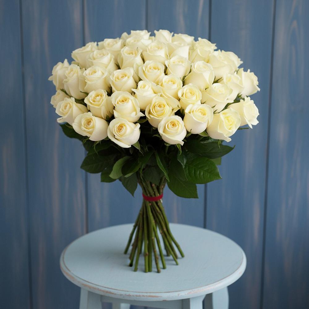 Букет 51 Белая роза Эдлесс Лав в Теплой Горе