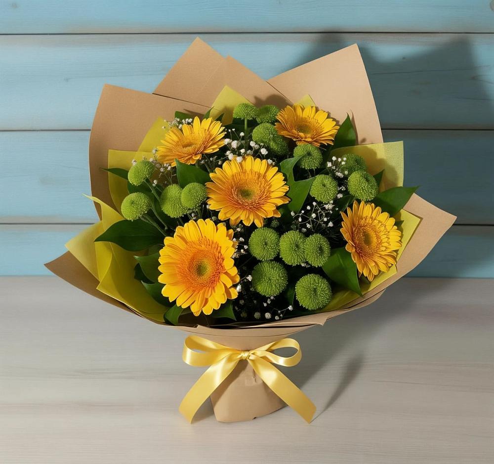 Букет цветов из: Герберы и Хризантемы в Теплой Горе