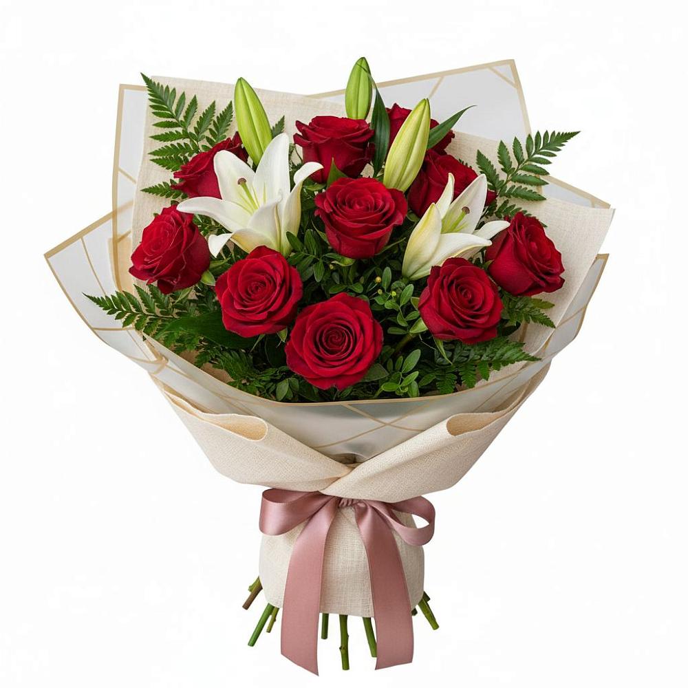 Букет цветов из: Лилии и Розы в Теплой Горе