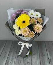 Букет цветов из:  Розы, Герберы и Хризантемы в Теплой Горе