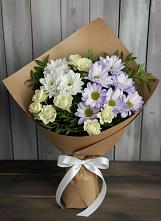 Букет цветов из:  Хризантемы и Розы #REPLACE_PRED# Теплой Горе