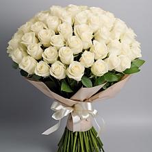 Букет 101 беля роза Белоснежка в Теплой Горе