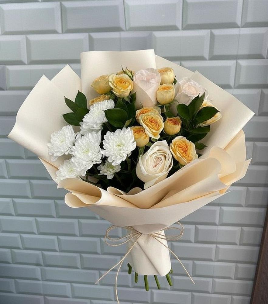 Букет цветов из: Розы и Хризантемы в Теплой Горе