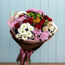 Букет цветов из:  Розы, Хризантемы и Альстромерии в Теплой Горе